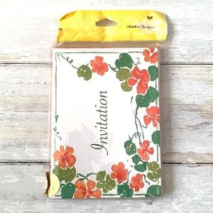 Red Green Floral Invitations Stationary & Envelopes Set NEW 10ct